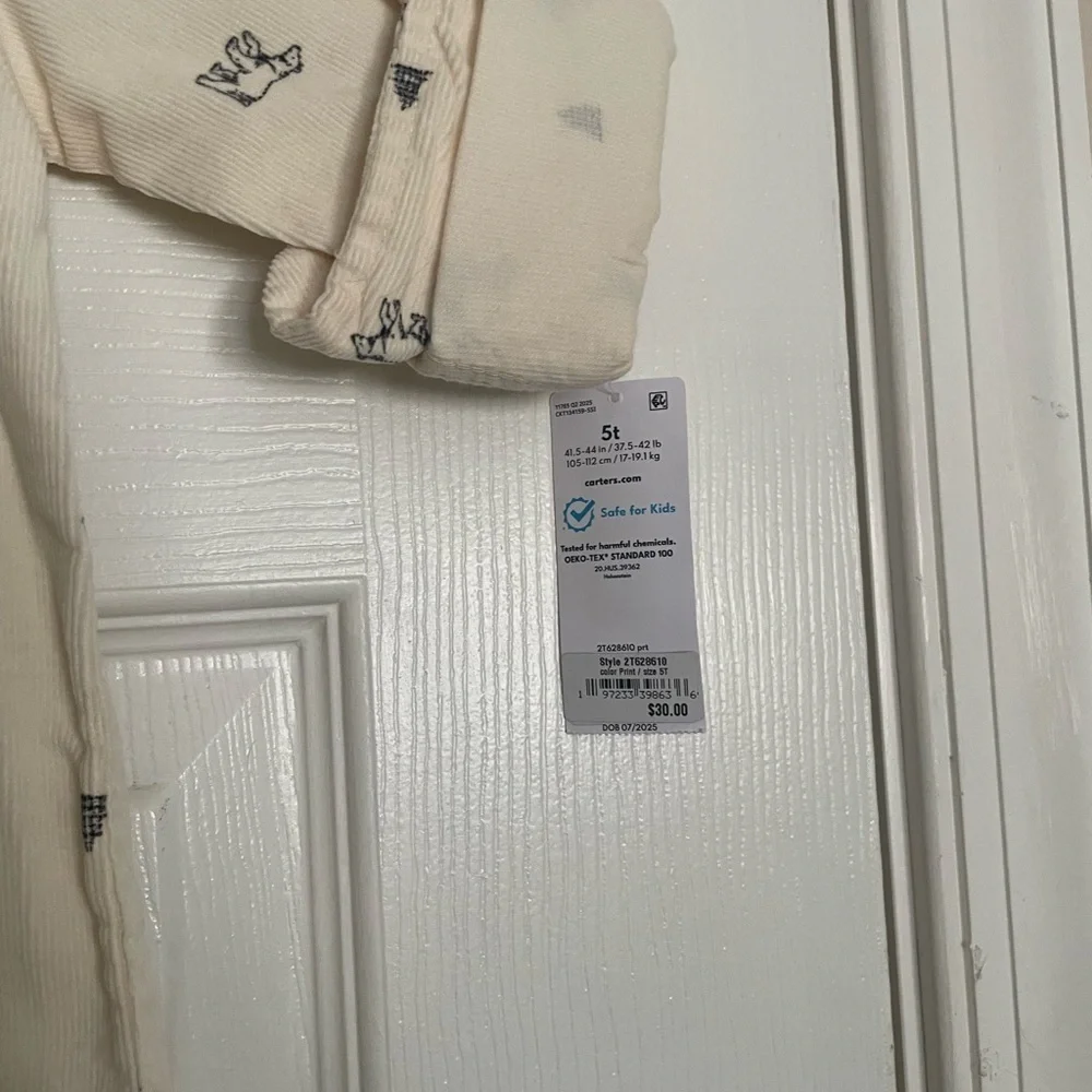 NWT Carter’s Corduroy Kids Cream Shirt with Bear and Trees Print size 2T or 5T